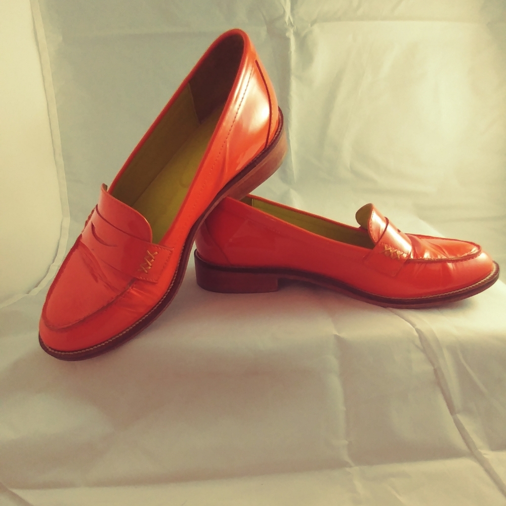 Boden Orange Leather Patten size 38, 7.5 m loafers